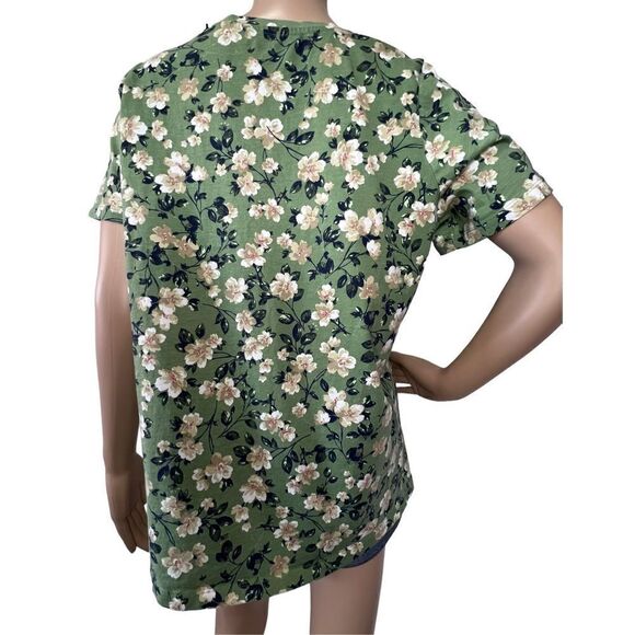 Woman Within Sage Green Short Sleeve T-Shirt With Floral Pattern - Picture 4 of 4